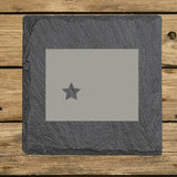 Wyoming Slate Coaster Set – Engraved Natural Stone (Set of 4)
