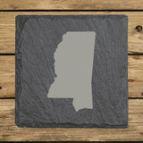 Mississippi Slate Coaster Set – Engraved Natural Stone (Set of 4)