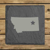 Montana Slate Coaster Set – Engraved Natural Stone (Set of 4)