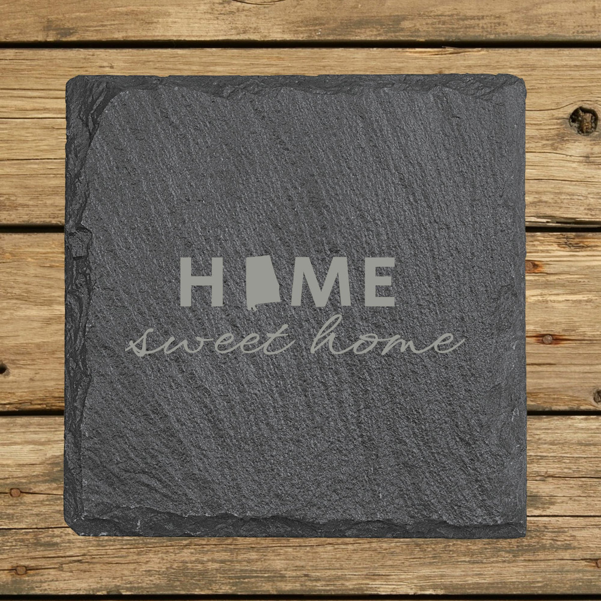 Alabama Slate Coaster Set – Engraved Natural Stone (Set of 4)
