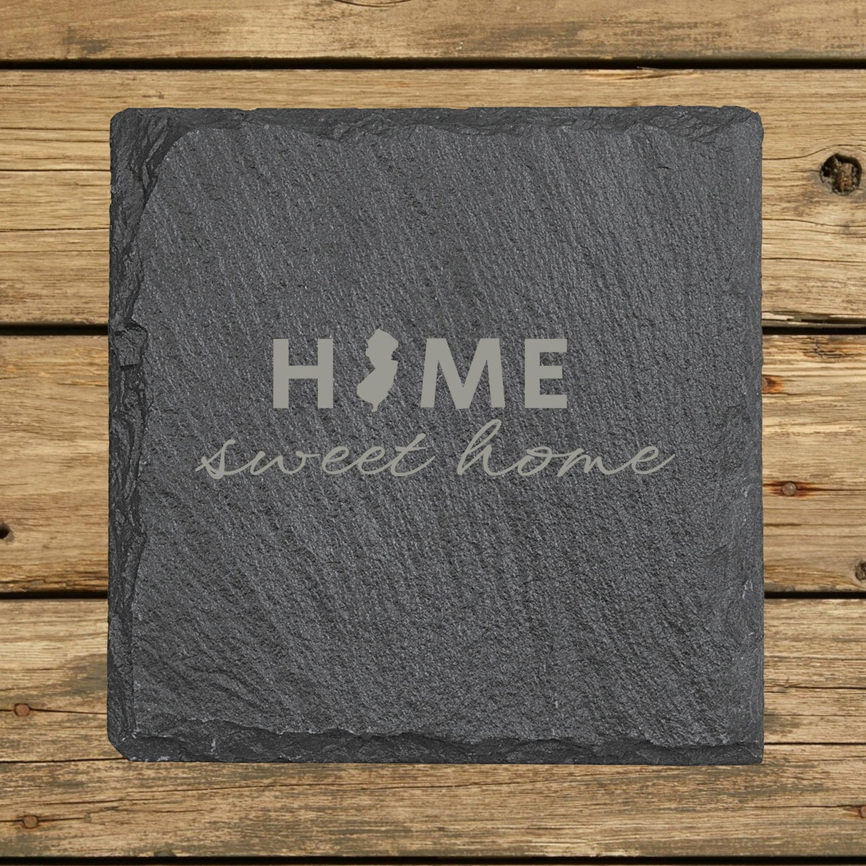New Jersey Slate Coaster Set – Engraved Natural Stone (Set of 4)