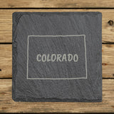 Colorado Slate Coaster Set – Engraved Natural Stone (Set of 4)
