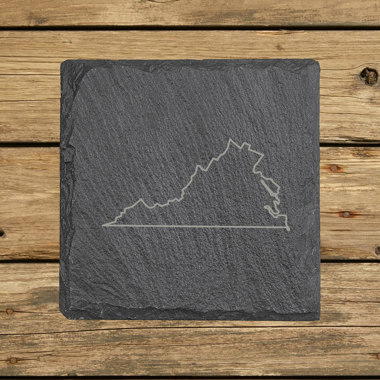 Virginia Slate Coaster Set – Engraved Natural Stone (Set of 4)