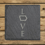 Iowa Slate Coaster Set – Engraved Natural Stone (Set of 4)