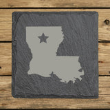 Louisiana Slate Coaster Set – Engraved Natural Stone (Set of 4)