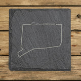 Connecticut Slate Coaster Set – Engraved Natural Stone (Set of 4)