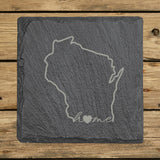 Wisconsin Slate Coaster Set – Engraved Natural Stone (Set of 4)
