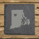 Rhode Island Slate Coaster Set – Engraved Natural Stone (Set of 4)