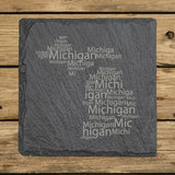 Michigan Slate Coaster Set – Engraved Natural Stone (Set of 4)