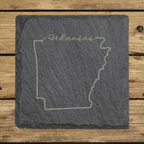 Arkansas Slate Coaster Set – Engraved Natural Stone (Set of 4)