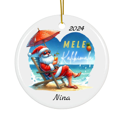 Personalized Coastal Christmas Ornament – Custom Ceramic Holiday Decor