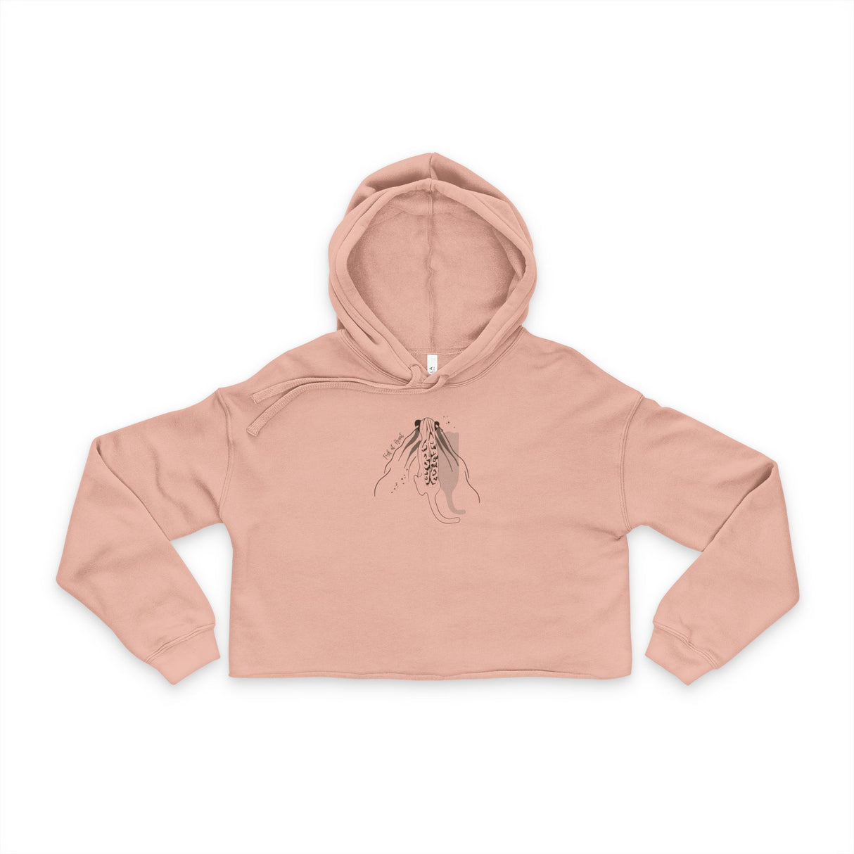 Cropped Hoodie - Fish at Heart Flounder the Purrmaid Line Drawing