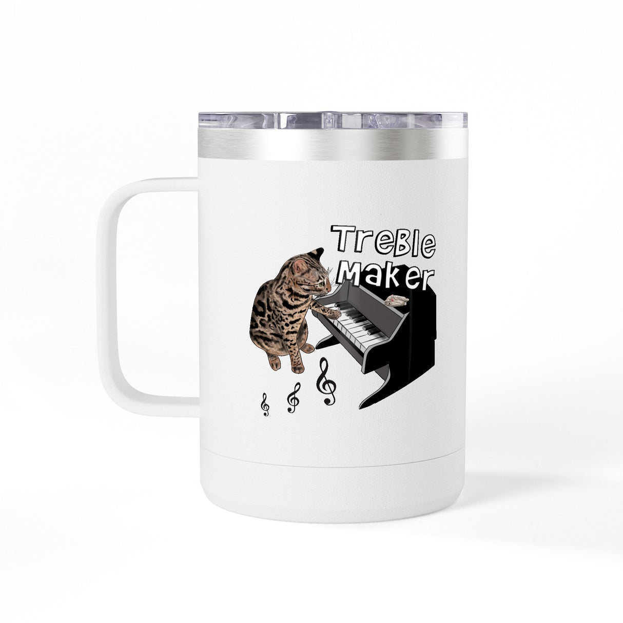 Coffee Mug Tumbler - Treble Maker Design Hand Drawn by Flounder's Mom, Nina