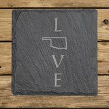 Oklahoma Slate Coaster Set – Engraved Natural Stone (Set of 4)