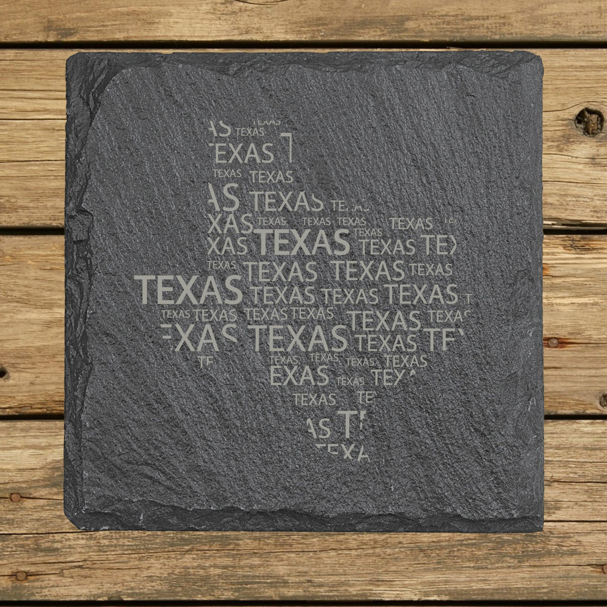 Texas Slate Coaster Set – Engraved Natural Stone (Set of 4)