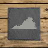 Virginia Slate Coaster Set – Engraved Natural Stone (Set of 4)
