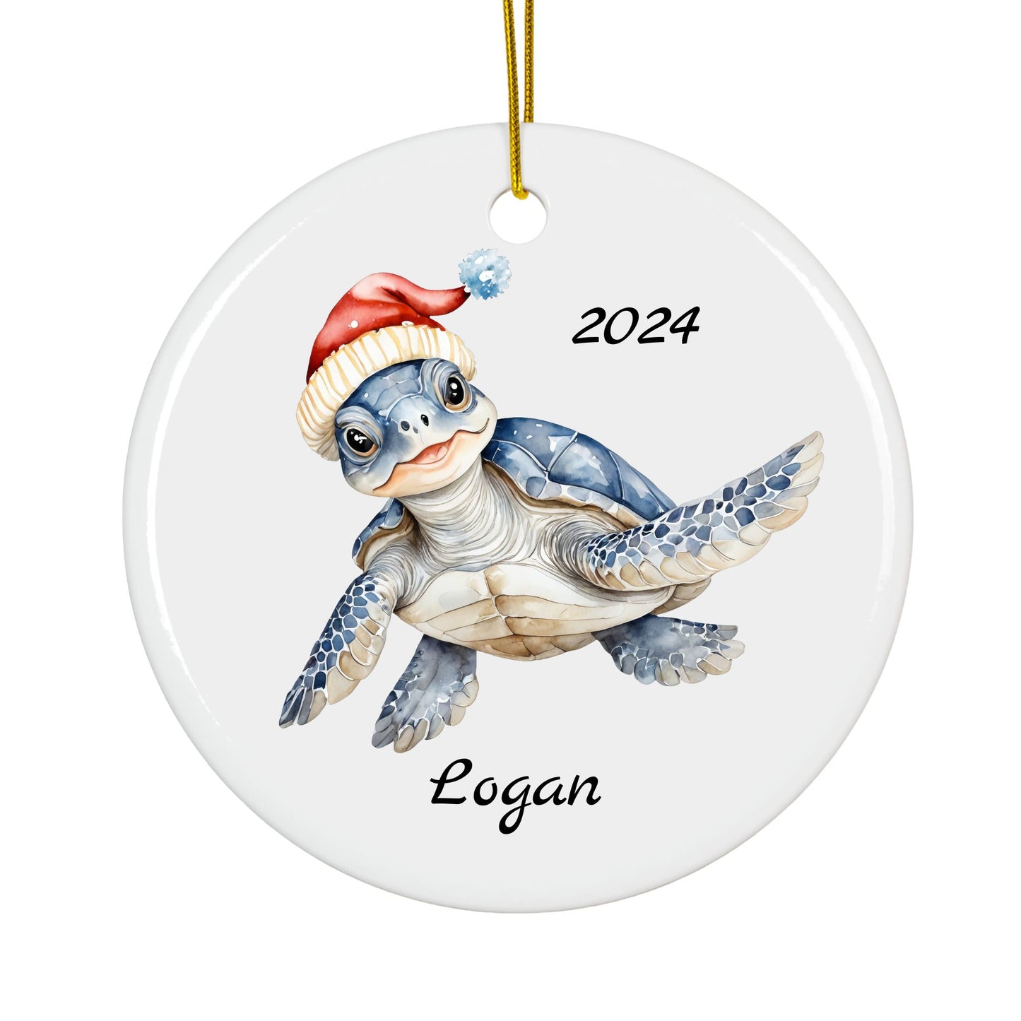 Personalized Sea Turtle Christmas Ornament – Custom Ceramic Holiday Decor