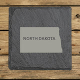 North Dakota Slate Coaster Set – Engraved Natural Stone (Set of 4)