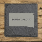 South Dakota Slate Coaster Set – Engraved Natural Stone (Set of 4)