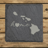 Hawaii Slate Coaster Set – Engraved Natural Stone (Set of 4)