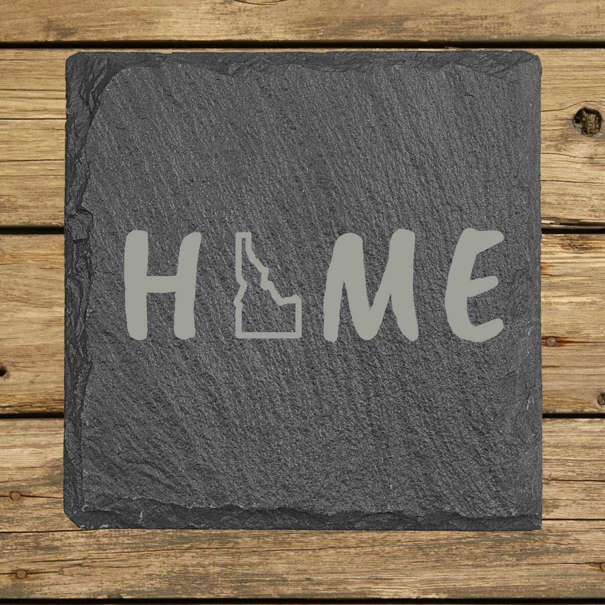 Idaho Slate Coaster Set – Engraved Natural Stone (Set of 4)