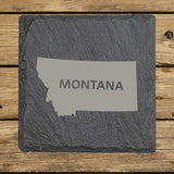 Montana Slate Coaster Set – Engraved Natural Stone (Set of 4)