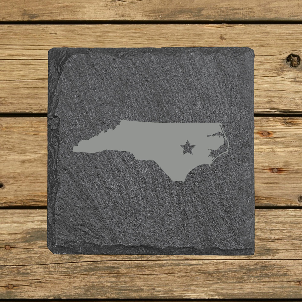 North Carolina Slate Coaster Set – Engraved Natural Stone (Set of 4)