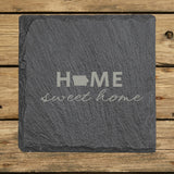 Iowa Slate Coaster Set – Engraved Natural Stone (Set of 4)