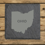 Ohio Slate Coaster Set – Engraved Natural Stone (Set of 4)
