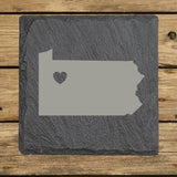 Pennsylvania Slate Coaster Set – Engraved Natural Stone (Set of 4)