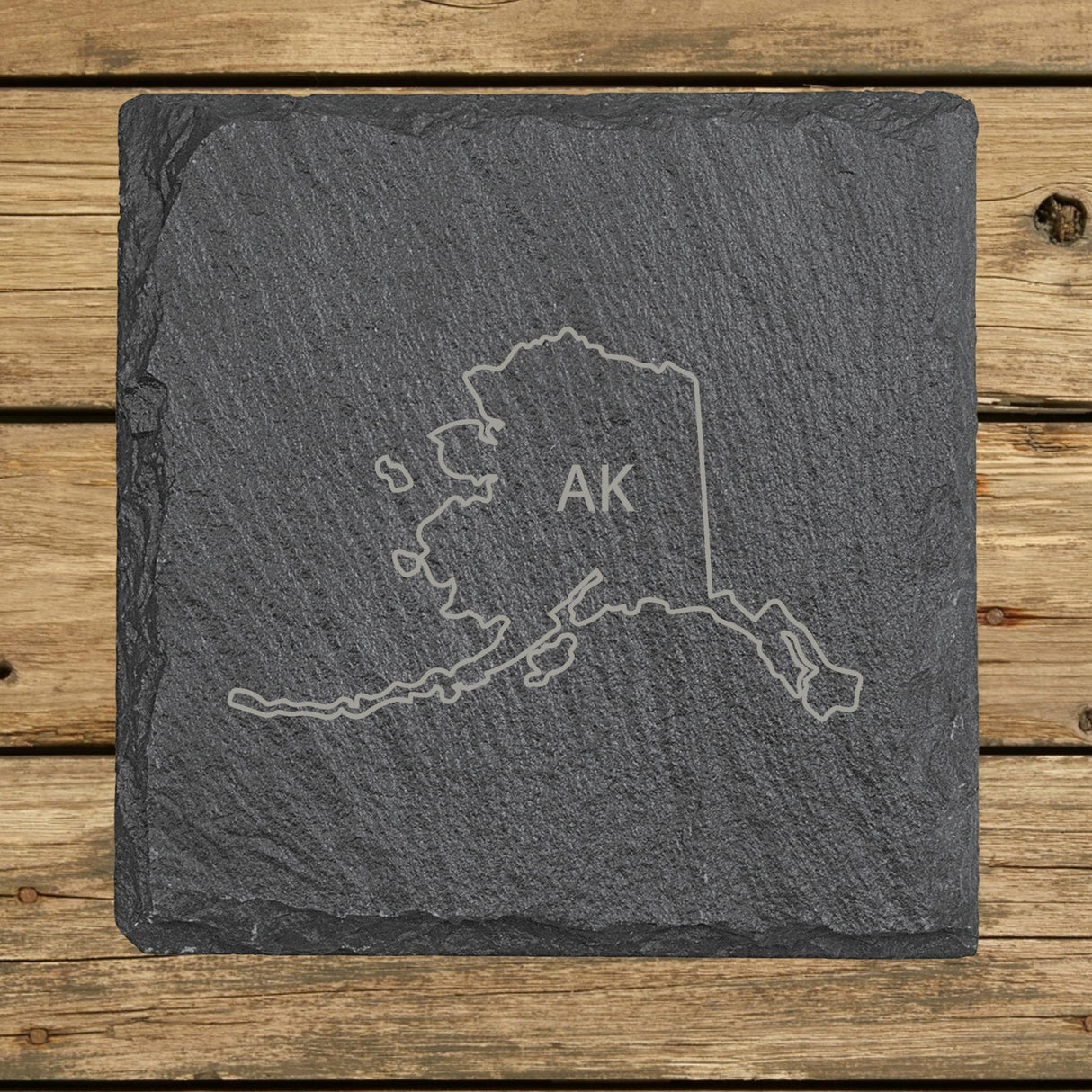 Alaska Slate Coaster Set – Engraved Natural Stone (Set of 4)
