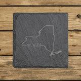 New York Slate Coaster Set – Engraved Natural Stone (Set of 4)