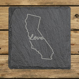 California Slate Coaster Set – Engraved Natural Stone (Set of 4)