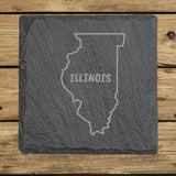 Illinois Slate Coaster Set – Engraved Natural Stone (Set of 4)