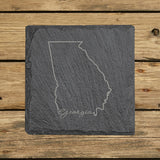 Georgia Slate Coaster Set – Engraved Natural Stone (Set of 4)