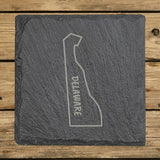 Delaware Slate Coaster Set – Engraved Natural Stone (Set of 4)