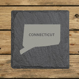 Connecticut Slate Coaster Set – Engraved Natural Stone (Set of 4)