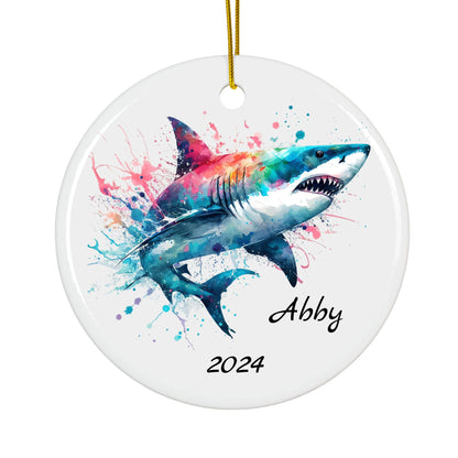 Personalized Shark Christmas Ornament – Custom Ceramic Holiday Decor