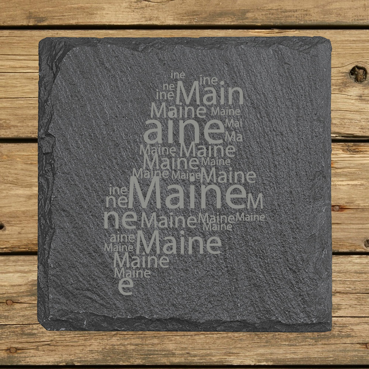 Maine Slate Coaster Set – Engraved Natural Stone (Set of 4)