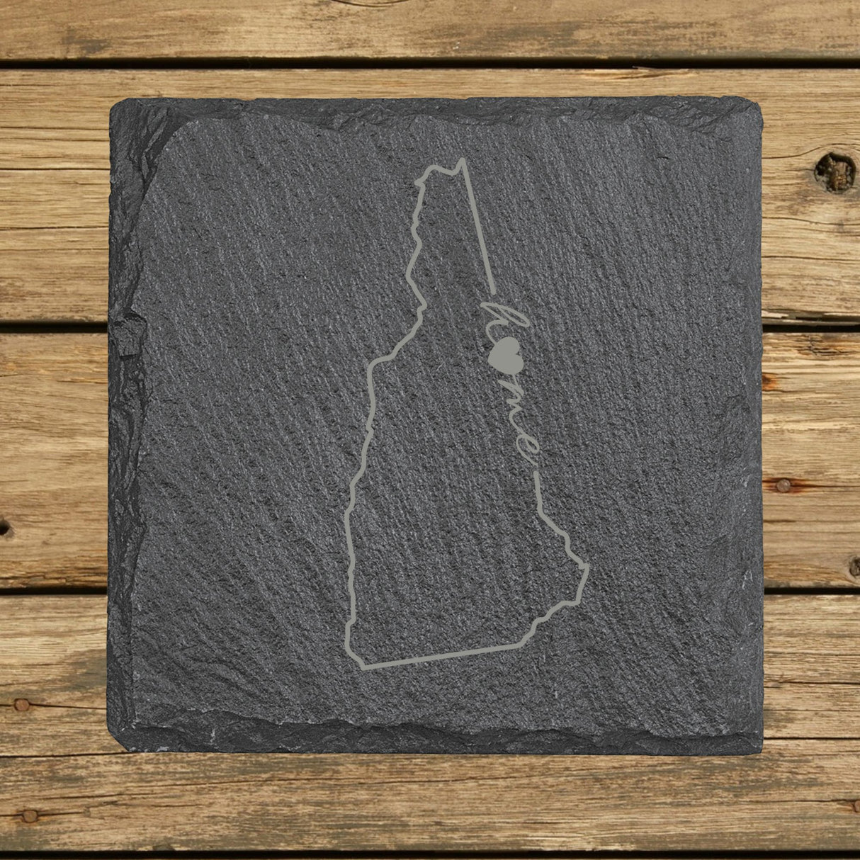 New Hampshire Slate Coaster Set – Engraved Natural Stone (Set of 4)