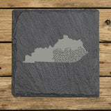 Kentucky Slate Coaster Set – Engraved Natural Stone (Set of 4)