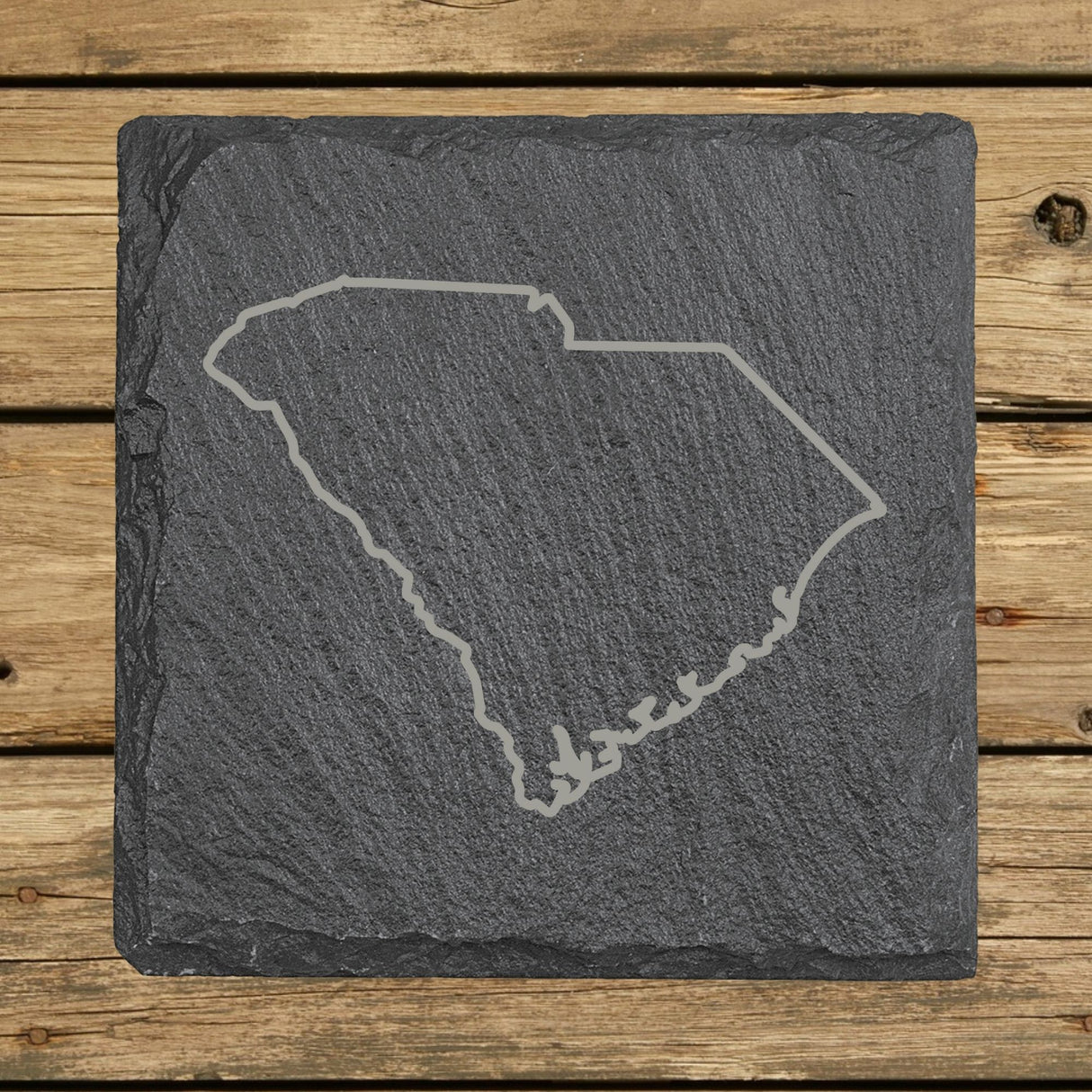 South Carolina Slate Coaster Set – Engraved Natural Stone (Set of 4)