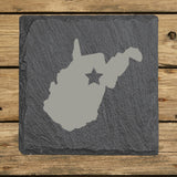 West Virginia Slate Coaster Set – Engraved Natural Stone (Set of 4)