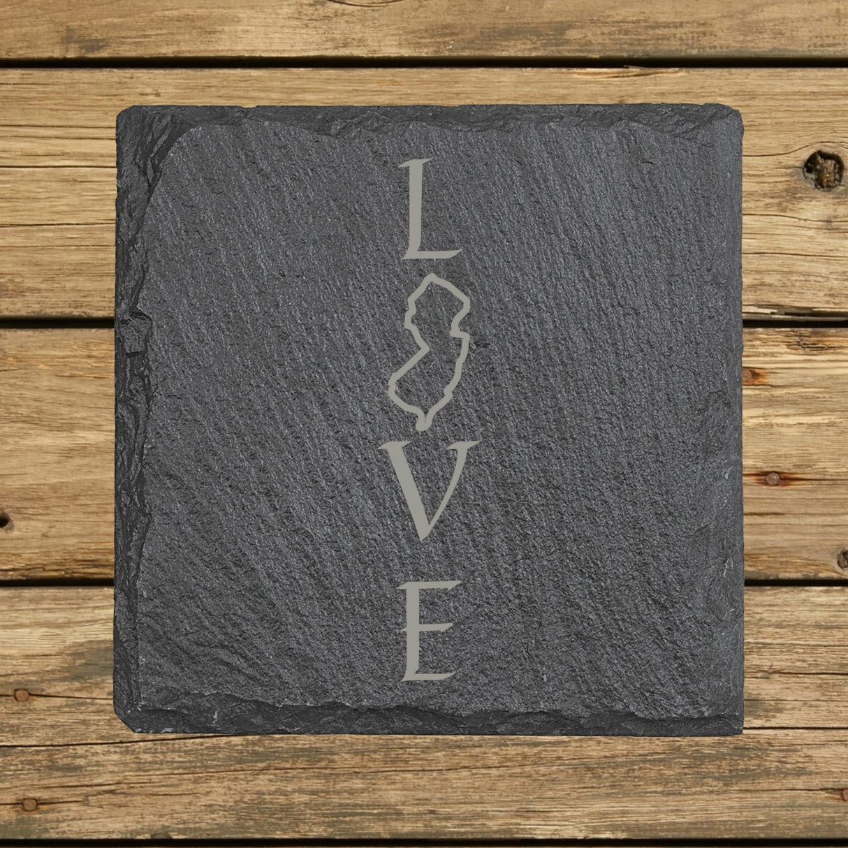 New Jersey Slate Coaster Set – Engraved Natural Stone (Set of 4)