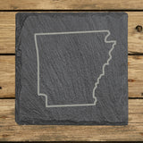 Arkansas Slate Coaster Set – Engraved Natural Stone (Set of 4)