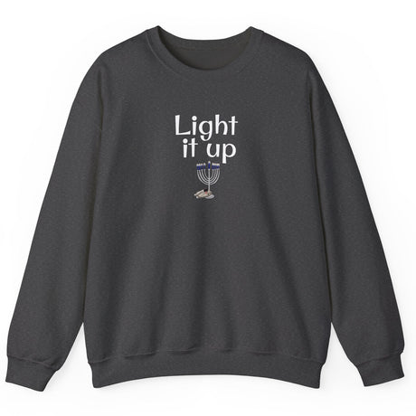 Hanukkah Mouse Toy Sweatshirt - Light it Up Design, shown in Dark Heather