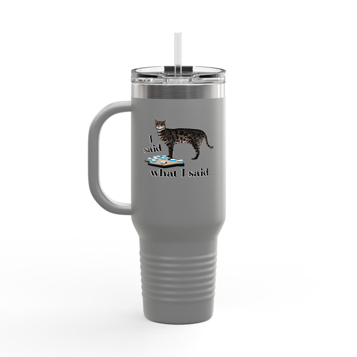 40oz Insulated Travel Mug — “I Said What I Said” Flounder Talking Pet Buttons Design