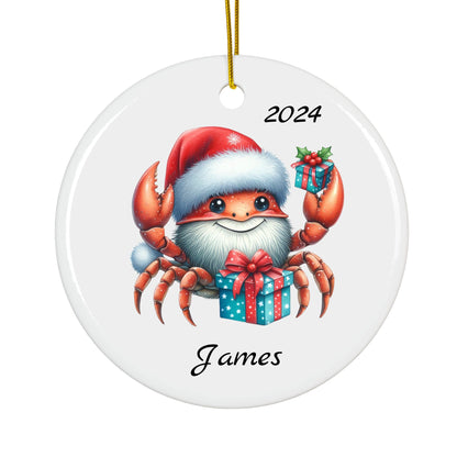 Personalized Coastal Christmas Ornament – Custom Ceramic Holiday Decor