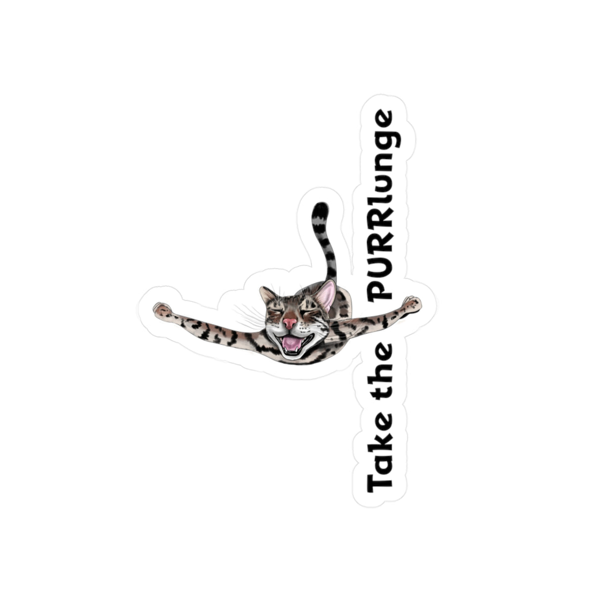 Kiss-Cut Vinyl Decals - Take the PURRlunge design featuring Flounder the Purrmaid