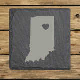 Indiana Slate Coaster Set – Engraved Natural Stone (Set of 4)